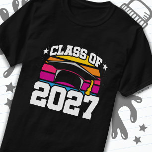 Senior 2027 Class of 2027 Graduation Retro Sunset T-Shirt