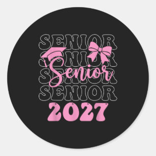 Senior 2027 girls class of 2027 graduation pink bo classic round sticker