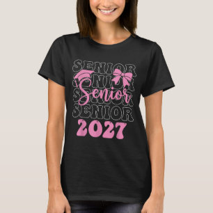 Senior 2027 girls class of 2027 graduation pink bo T-Shirt