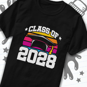 Senior 2028 Class of 2028 Graduation Retro Sunset T-Shirt