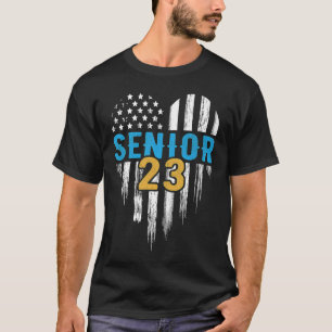 Senior 23 2023 Graduation Graduate American Flag H T-Shirt