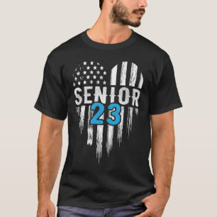 Senior 23 2023 Graduation Graduate American Flag H T-Shirt