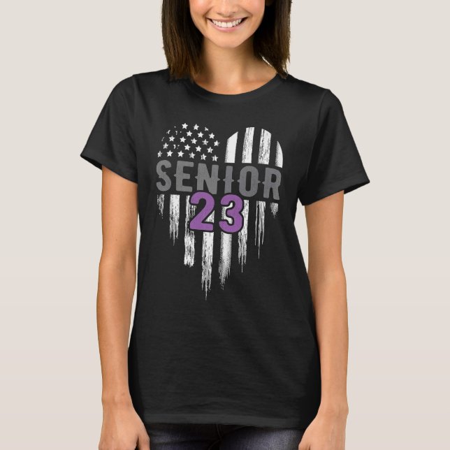 Senior 23 2023 Graduation Graduate American Flag H T-Shirt (Front)
