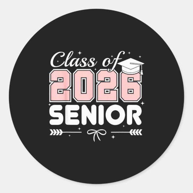 Senior 26 Graduation Class 2026 Classic Round Sticker (Front)