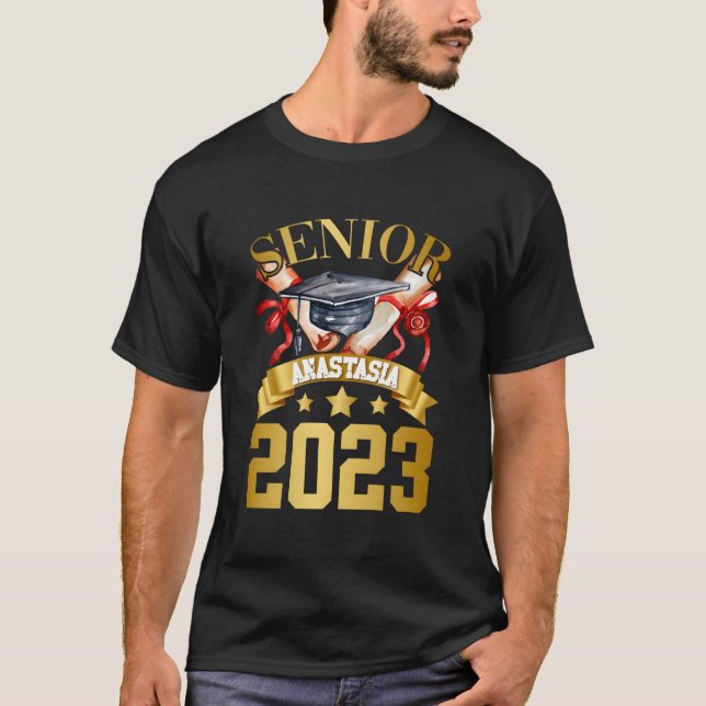 Senior Anastasia 2023 Students Achievet Congratula T-Shirt (Front)