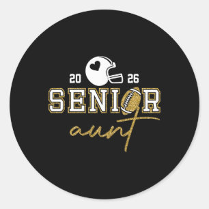 Senior Aunt Graduation Football Cl Of 2026 Family  Classic Round Sticker