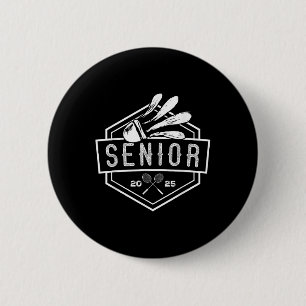Senior Badminton Player Shuttle Cl Of 2025 Graduat 6 Cm Round Badge