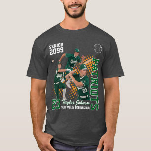 Senior Baseball Player Custom Photo Collage Green T-Shirt