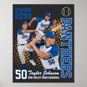 Senior Baseball Player Custom Photo Personalised Poster