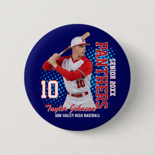 Senior Baseball Player Custom Photo Sports Team 6 Cm Round Badge