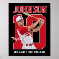Senior Baseball Player Number Custom Photo Red