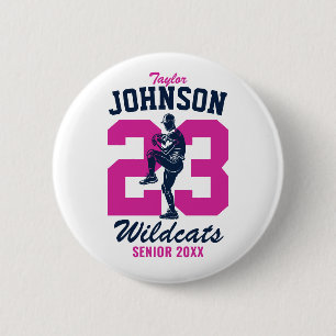 Senior Baseball Team School Sports Player Pitcher 6 Cm Round Badge