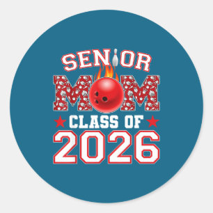 Senior Bowling Mom 2026 Class Classic Round Sticker