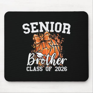 Senior Brother Cl Of 2026 Coquette Basketball Grad Mouse Pad