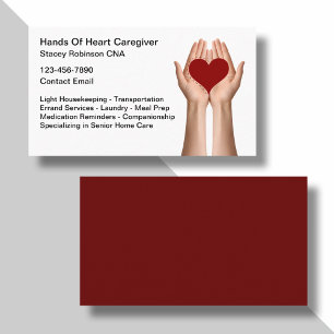 Senior Caregiver Home Health Heart  Business Card