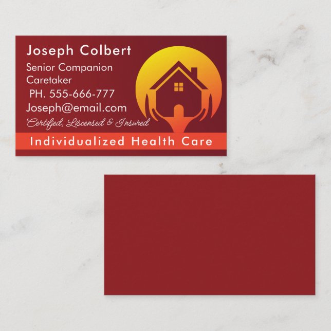 Senior Caregiver Home Health Modern  Business Card (Front/Back)