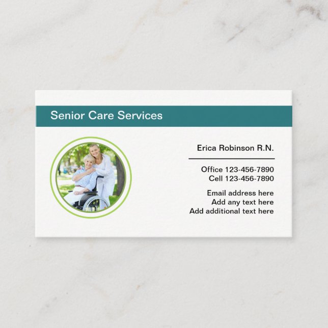 Senior Caregiver Registered Nurse Medical Business Card (Front)