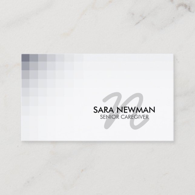 Senior Caregiver Services Violet Cursive Monogram Business Card (Front)