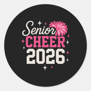 Senior Cheer Cl Of 2026 Cheerleading Seniors 26 Pi Classic Round Sticker