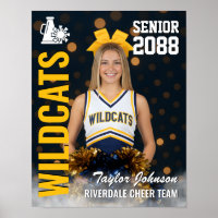 Senior Cheer Team Cheerleader Photo Gold Black