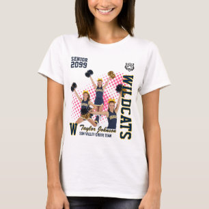 Senior Cheer Team Custom Photo Collage Blue T-Shirt