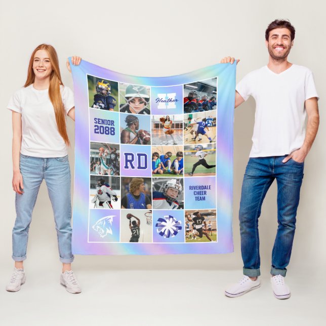 Senior Cheer Team Custom Photo Iridescent Fleece Blanket (In Situ)
