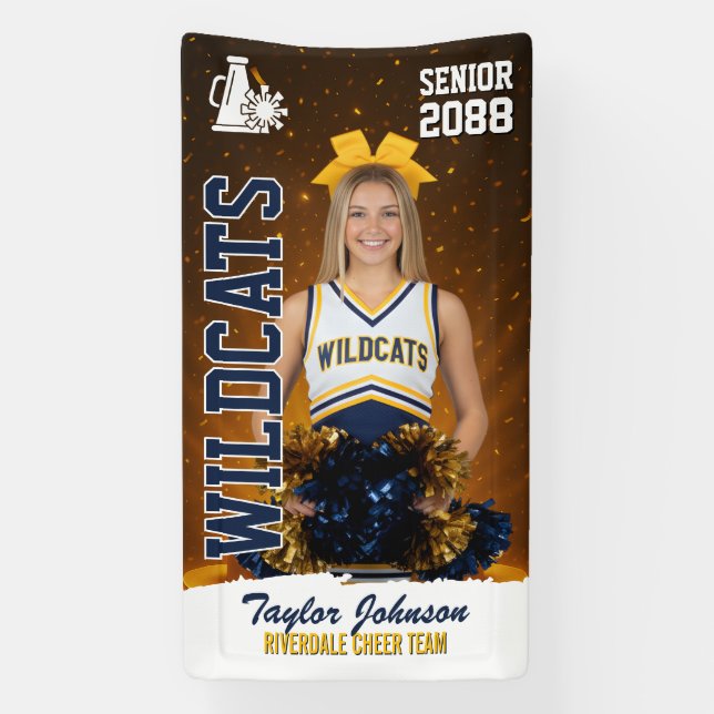 Senior Cheer Team Custom Sports Photo Cheerleading Banner (Vertical)