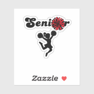 Senior Cheerleader Red & Black Pom Poms