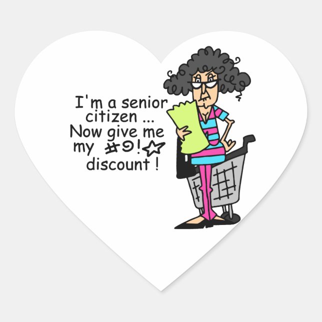 Senior Citizen Discount Heart Sticker (Front)