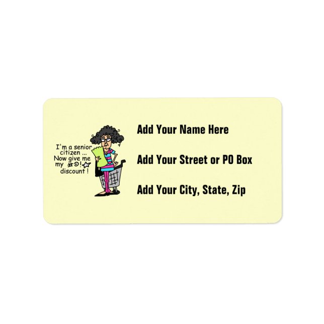 Senior Citizen Discount Label (Front)