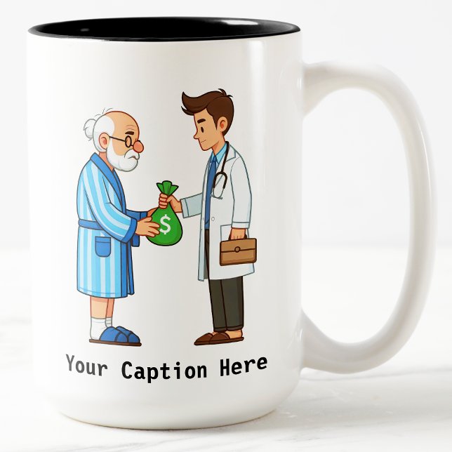 Senior Citizen Paying Off Medical Debt Two-Tone Coffee Mug (Creator Uploaded)
