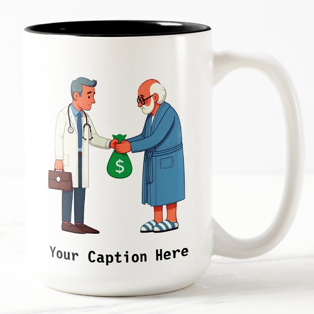 Senior Citizen Paying Off Medical Debt Two-Tone Coffee Mug (Creator Uploaded)