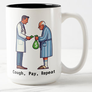 Senior Citizen Paying Off Medical Debt Two-Tone Coffee Mug