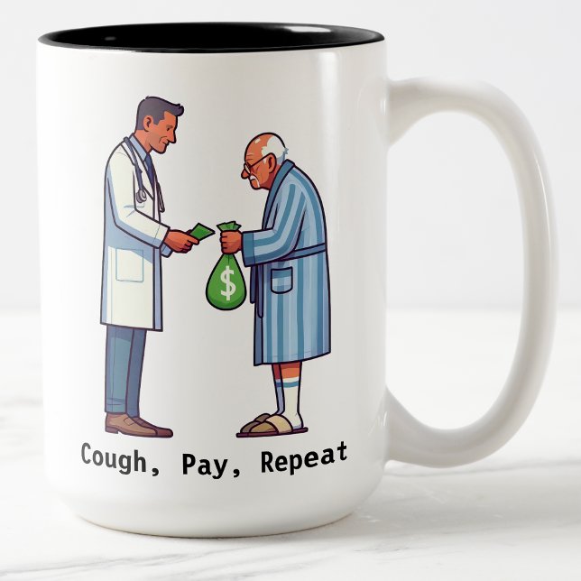 Senior Citizen Paying Off Medical Debt Two-Tone Coffee Mug (Creator Uploaded)