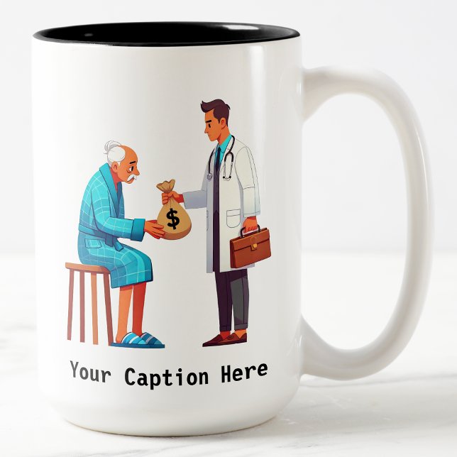 Senior Citizen Paying Off Medical Debt Two-Tone Coffee Mug (Creator Uploaded)