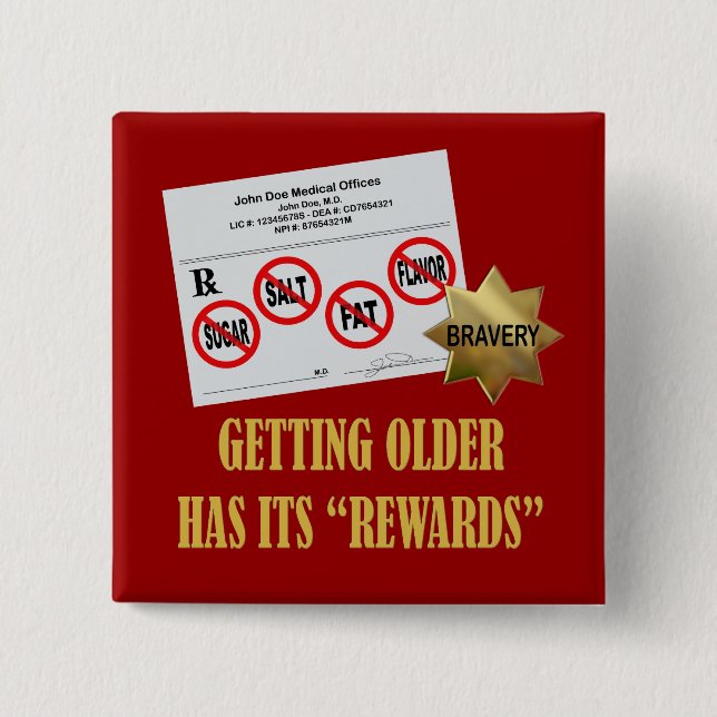 Senior Citizen "Rewards" 15 Cm Square Badge (Front)