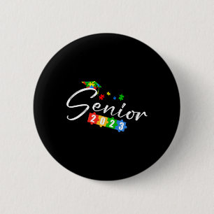 Senior Cl Of 2023 Autism Awareness School Graduati 6 Cm Round Badge