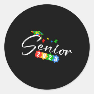 Senior Cl Of 2023 Autism Awareness School Graduati Classic Round Sticker