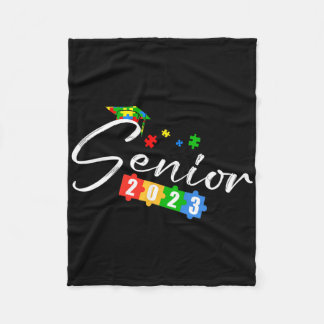 Senior Cl Of 2023 Autism Awareness School Graduati Fleece Blanket