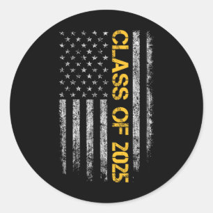 Senior Cl Of 2025 Patriotic American Flag Graduati Classic Round Sticker