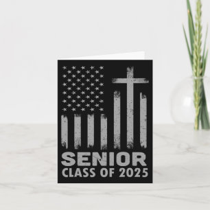 Senior Cl Of 2025 Usa Flag Cross Christian Graduat Card