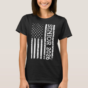Senior Cl Of 2026 Patriotic American Usa Flag Grad T-Shirt