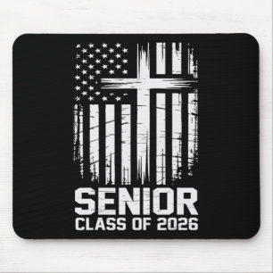 Senior Cl Of 2026 Usa Flag Christian Graduation 20 Mouse Pad