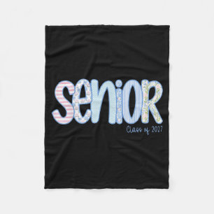 Senior Cl Of 2027 Girl Senior Year Graduation 2027 Fleece Blanket