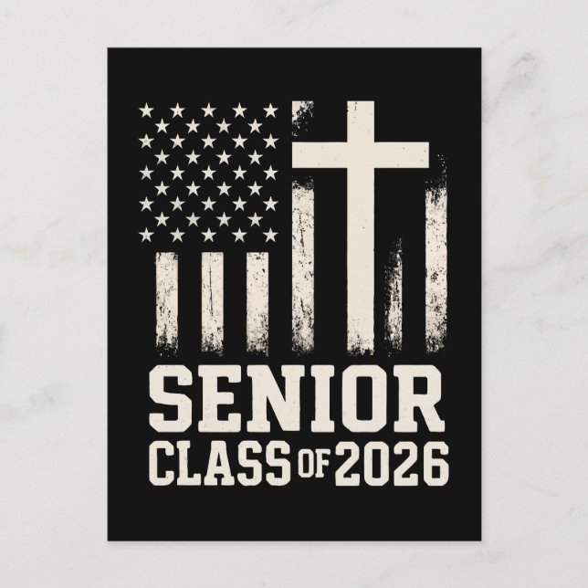 Senior Class 2026 Cross Flag USA Postcard (Front)