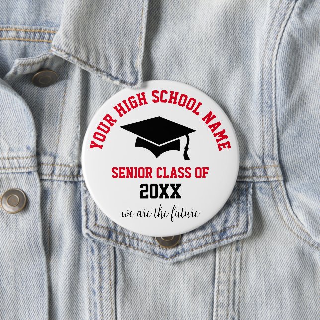 Senior Class 20XX  Round Button, Huge, 4 Inch 10 Cm Round Badge (In Situ)