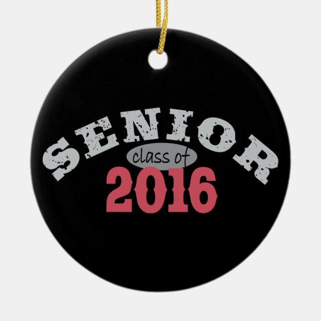 Senior Class of 2016 Red Ceramic Tree Decoration (Front)