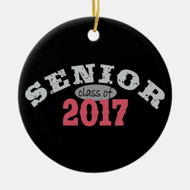 Senior Class of 2017 Red Ceramic Tree Decoration (Front)