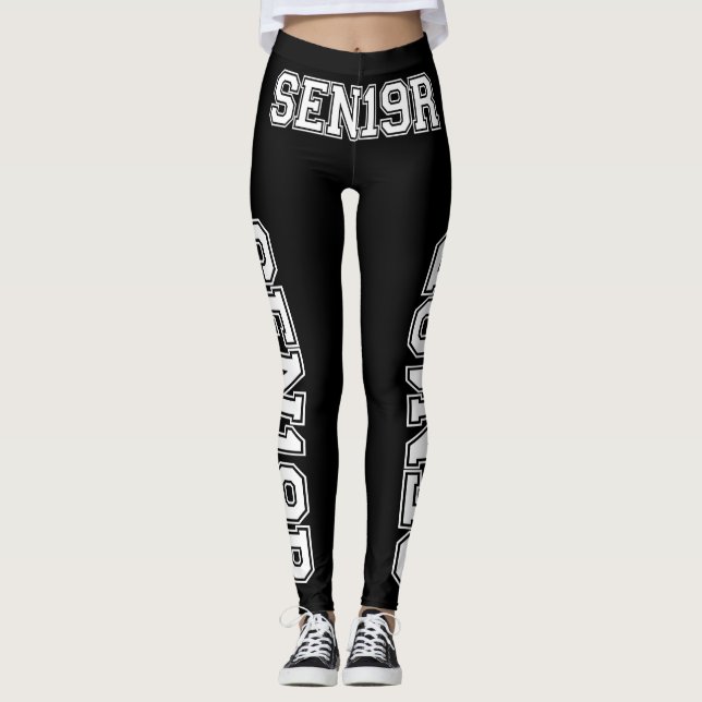 Senior Class of 2019 Graduate Funny SEN19R Text Leggings (Front)