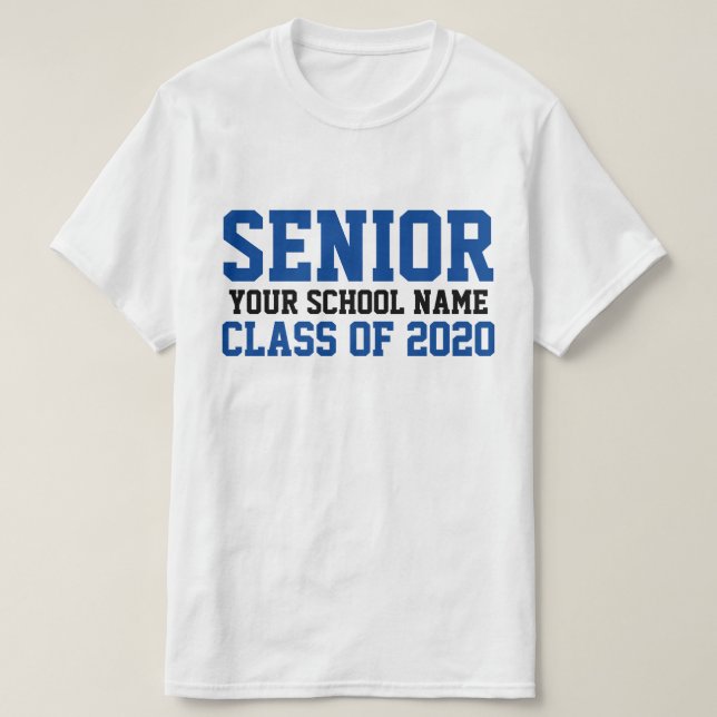 Senior Class of 2020 Blue Custom School Graduation T-Shirt (Design Front)